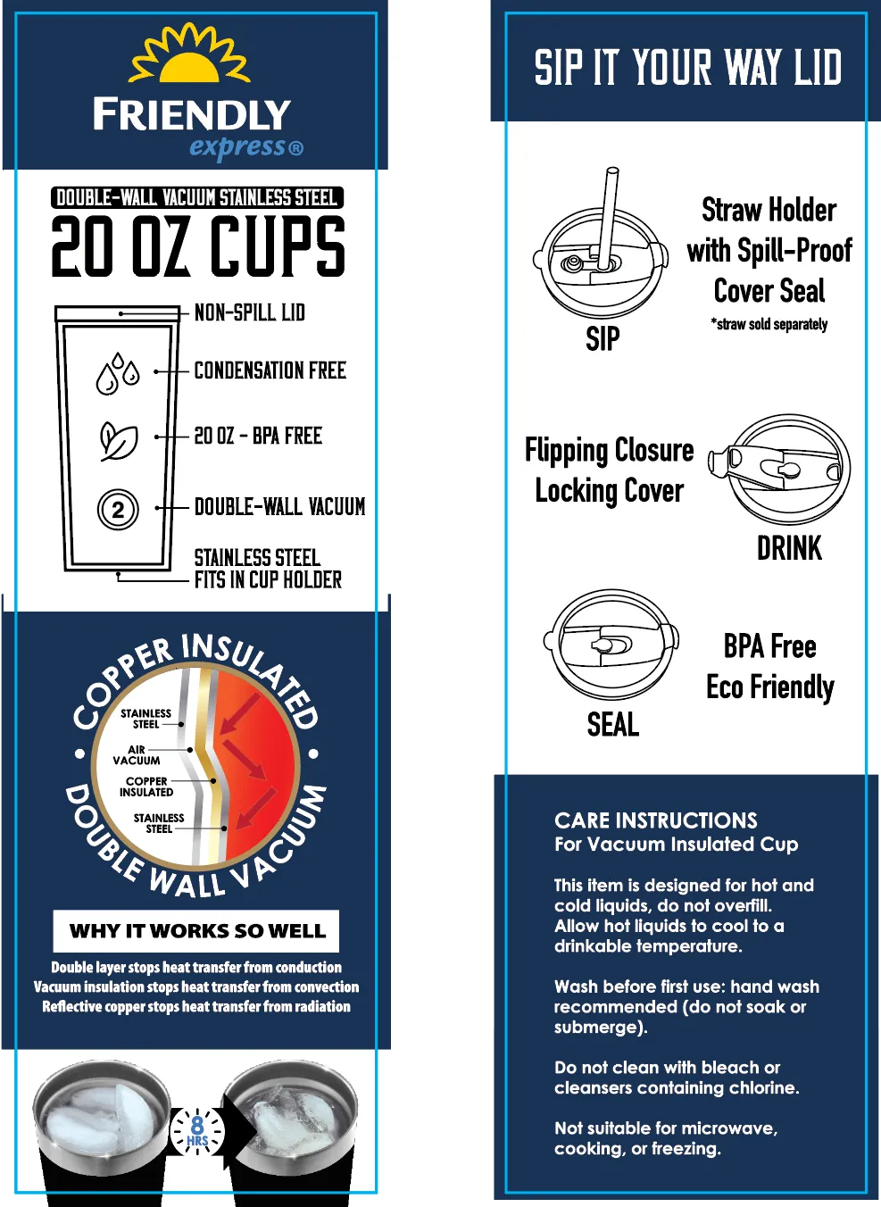 20 oz Stainless-Steel Insulated Printed Cup Friendly Express - 1 Piece Per Pack 41772