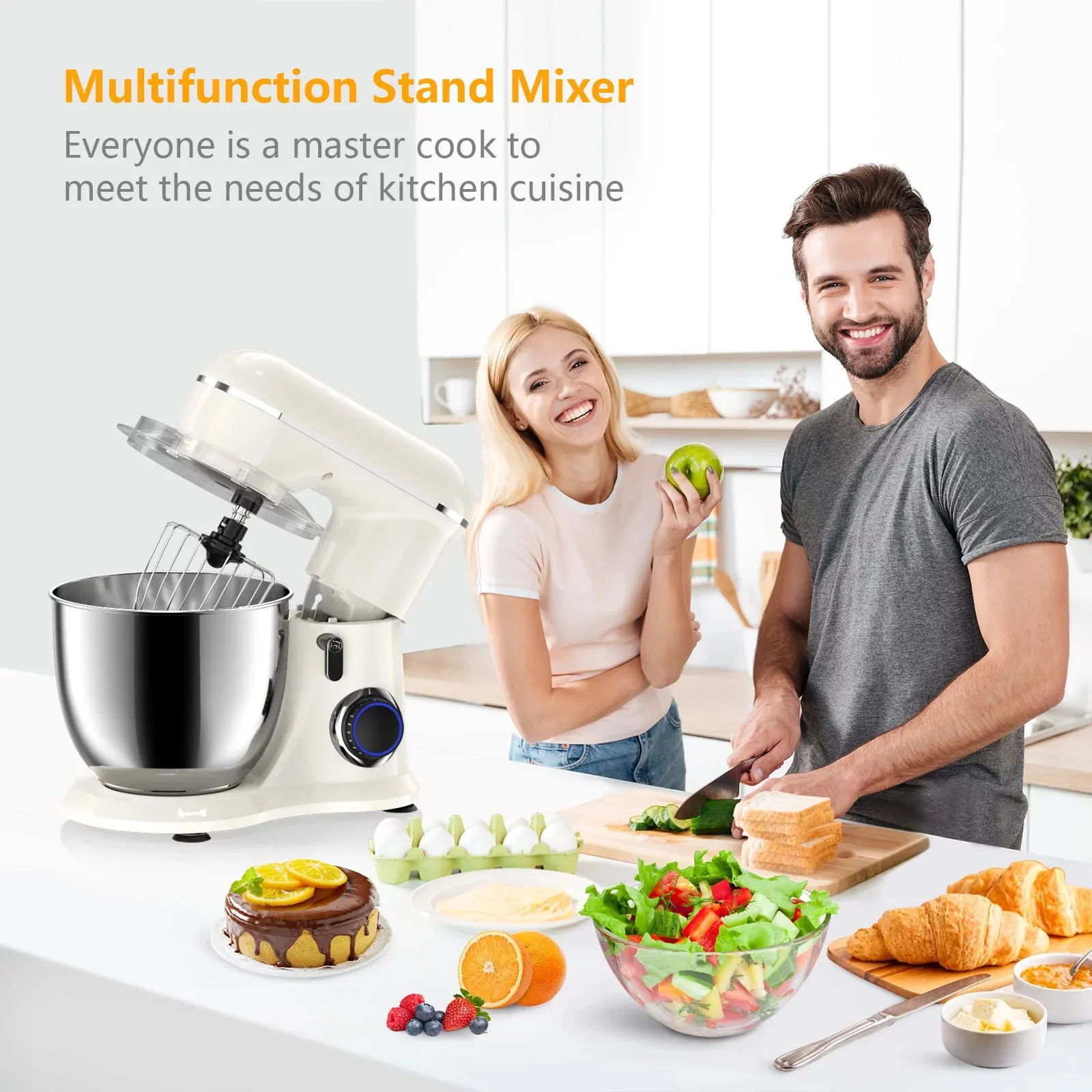 AILESSOM AL-AC01 Samsaimo Stand Mixer,6.5-QT 660W 10-Speed Tilt-Head Food Mixer, Kitchen Electric Mixer with Bowl