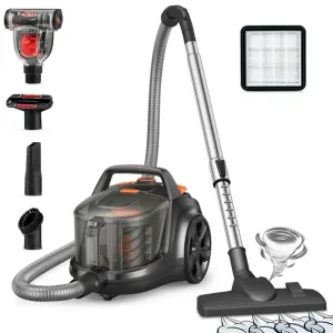 Asprion AS-CA-WM-006 Canister Vacuum Cleaner, 1200W 3.6QT Bagless Vacuum, Turbo Brush, Double HEPA Filter, Black