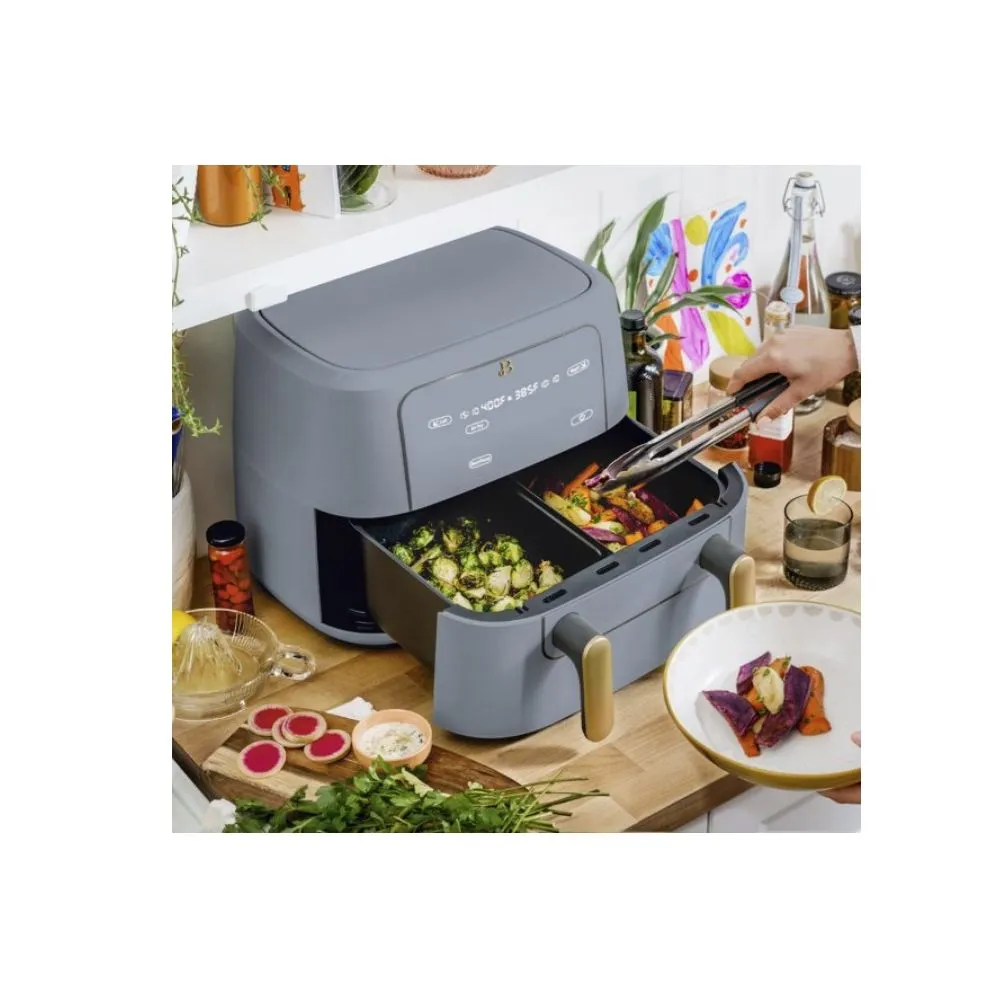Beautiful 19132 9QT TriZone Air Fryer, Cornflower Blue by Drew Barrymore