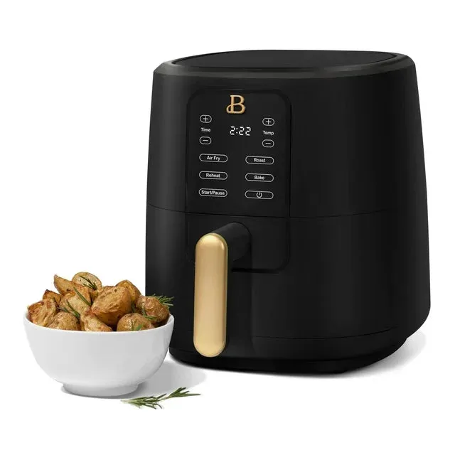 Beautiful 19518 3 Qt Air Fryer with TurboCrisp Technology, Black Sesame by Drew Barrymore