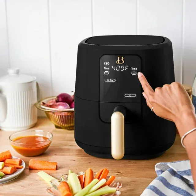 Beautiful 19518 3 Qt Air Fryer with TurboCrisp Technology, Black Sesame by Drew Barrymore