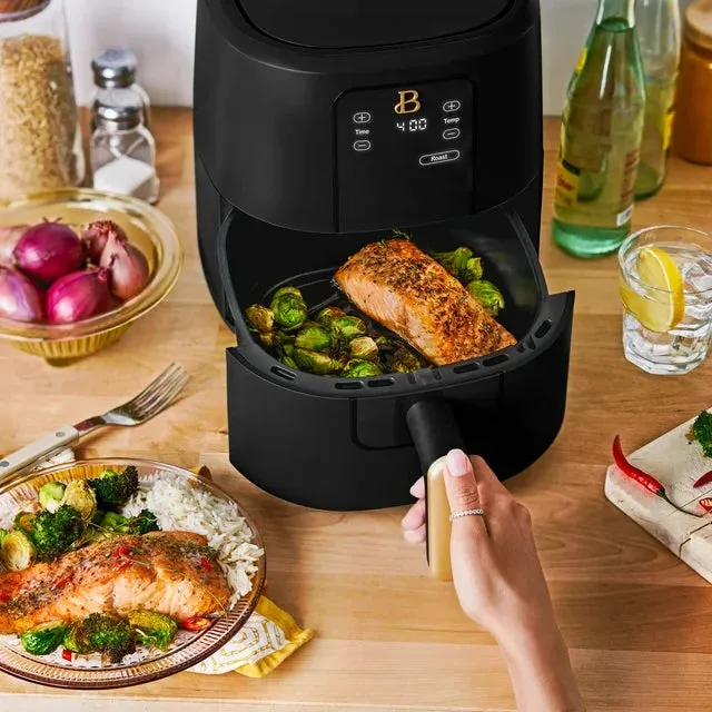 Beautiful 19518 3 Qt Air Fryer with TurboCrisp Technology, Black Sesame by Drew Barrymore