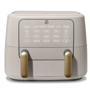 Beautiful 19564 9 Qt TriZone Air Fryer, Porcini Taupe by Drew Barrymore