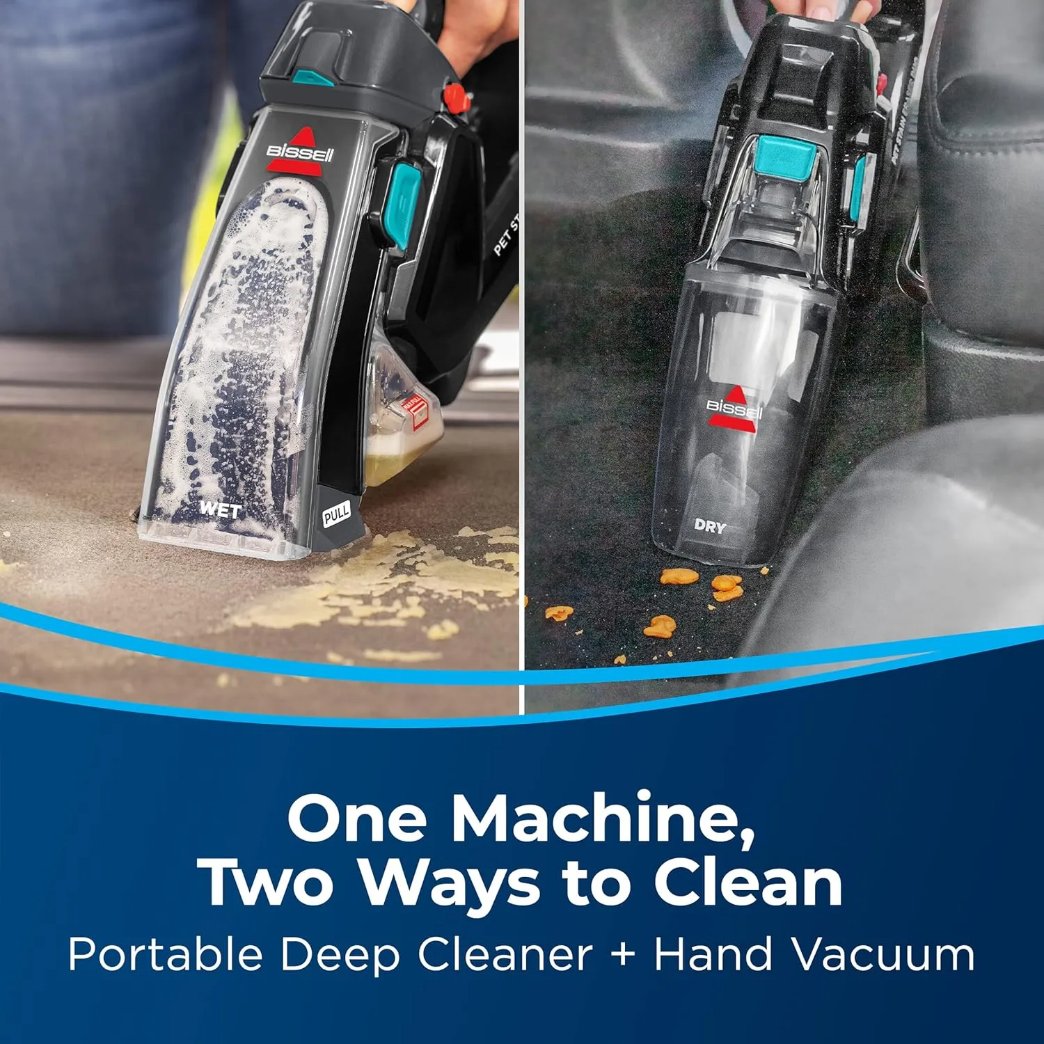 Bissell 3705 Stain Eraser Duo, 2-in-1 Cordless Portable Deep Cleaner & Hand Vacuum, Black