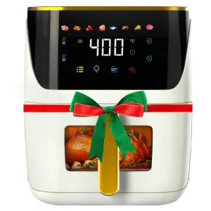 Bluebow 8.5 QT Air Fryer Large White 8 in 1 Touch Screen Visible Window 1750W
