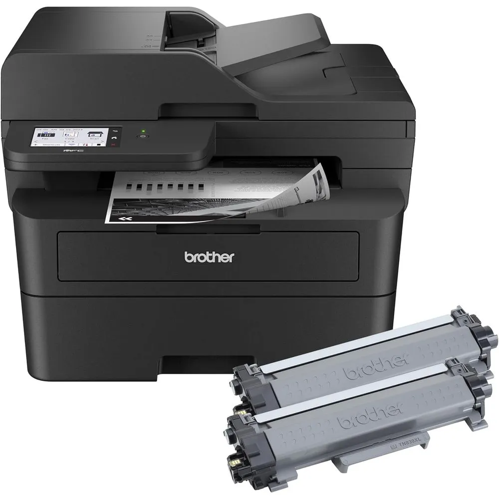 Brother MFC-L2900DW XL Wireless Compact Monochrome All-in-One Laser Printer with Duplex Copy & Scan, Fax, Black & White