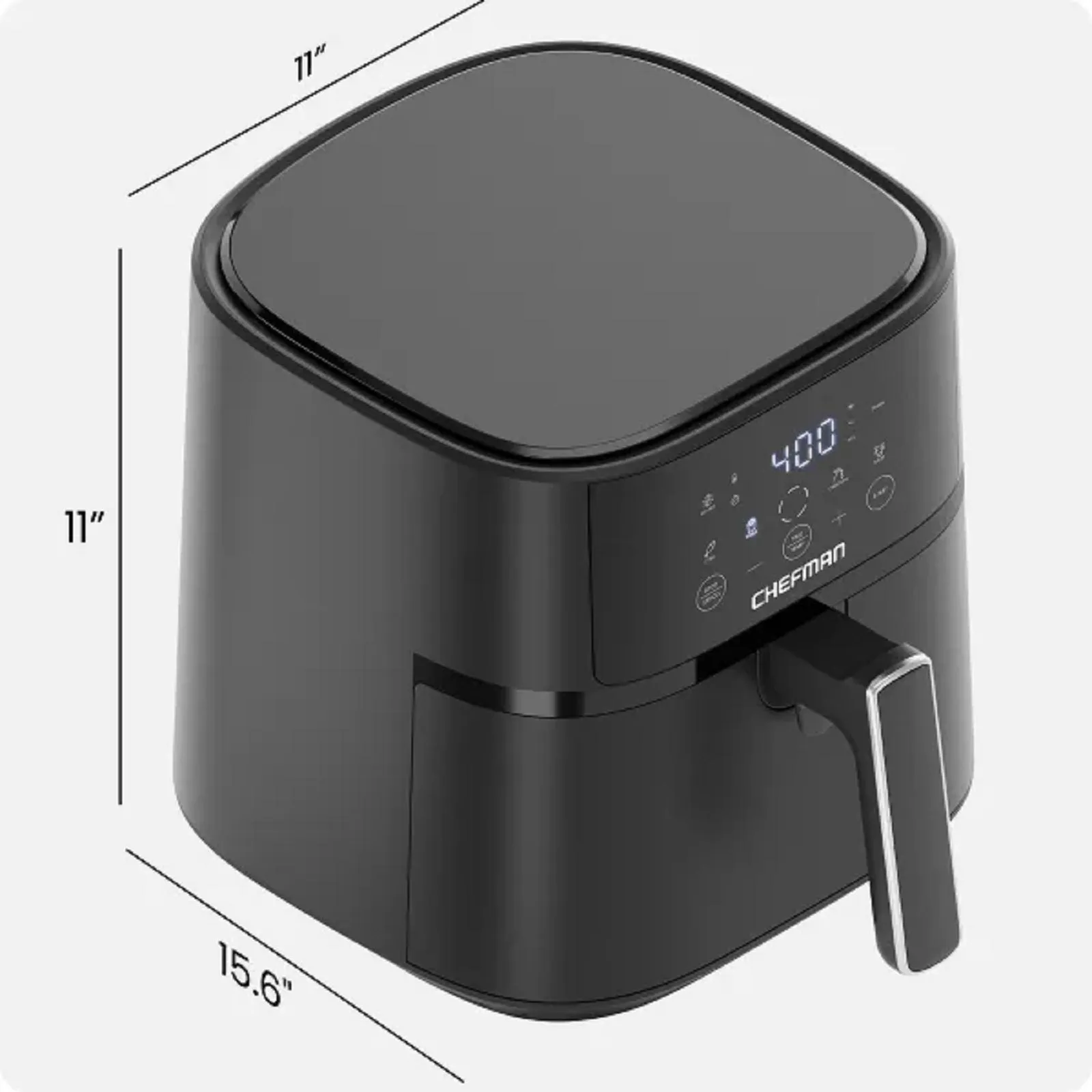 Chefman RJ38-6T-BLACK Compact Digital Touch Air Fryer w/ Hi-Fry & Shake Reminder - Black