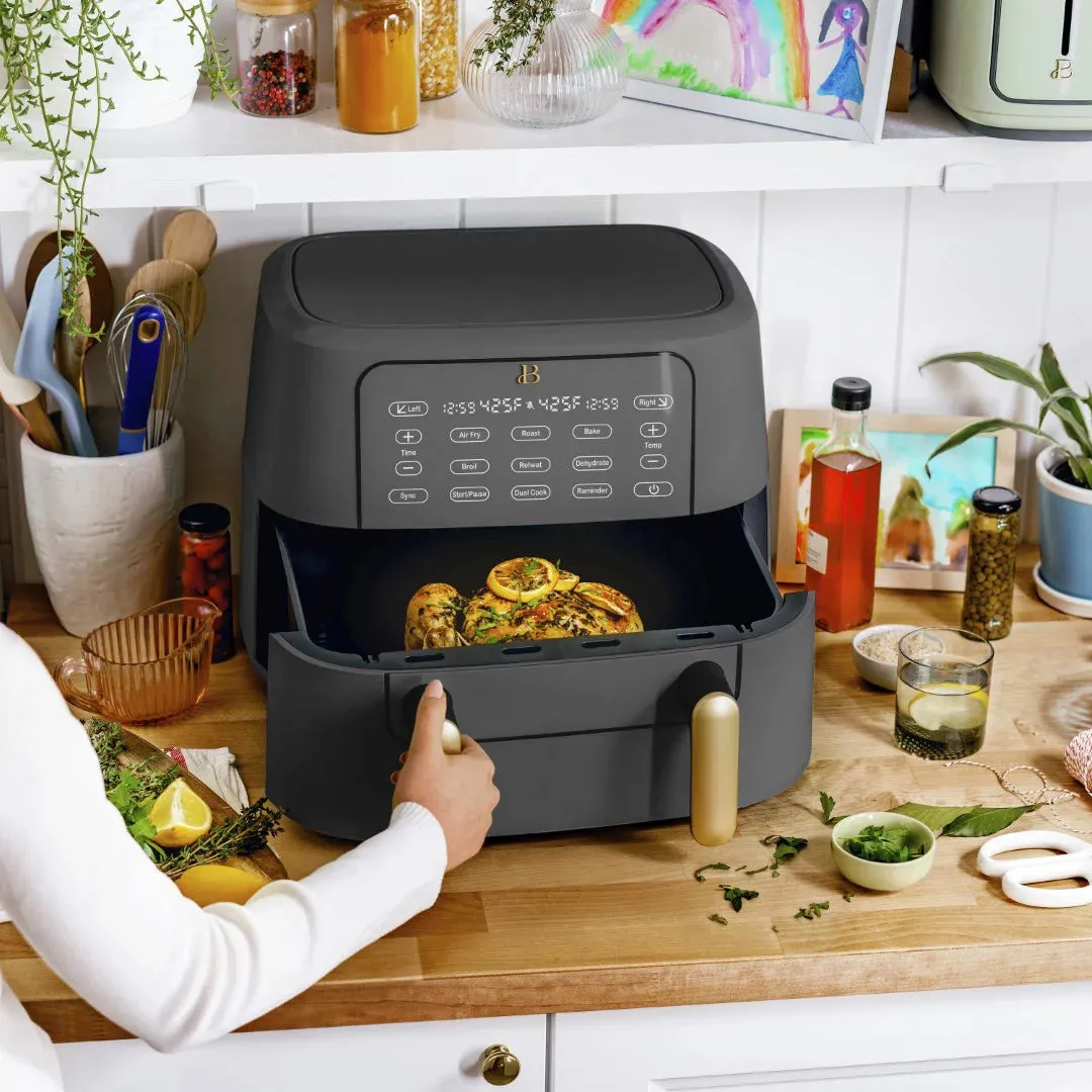 Drew Barrymore 19091 Beautiful 9 QT TriZone Air Fryer, Oyster Grey