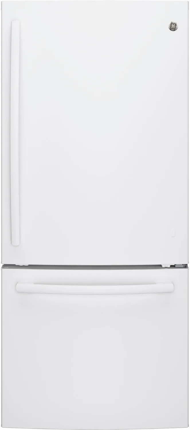 GE White BOTTOM-FREEZER REFRIGERATOR (20.9 CU. FT.) - GDE21DGKWW