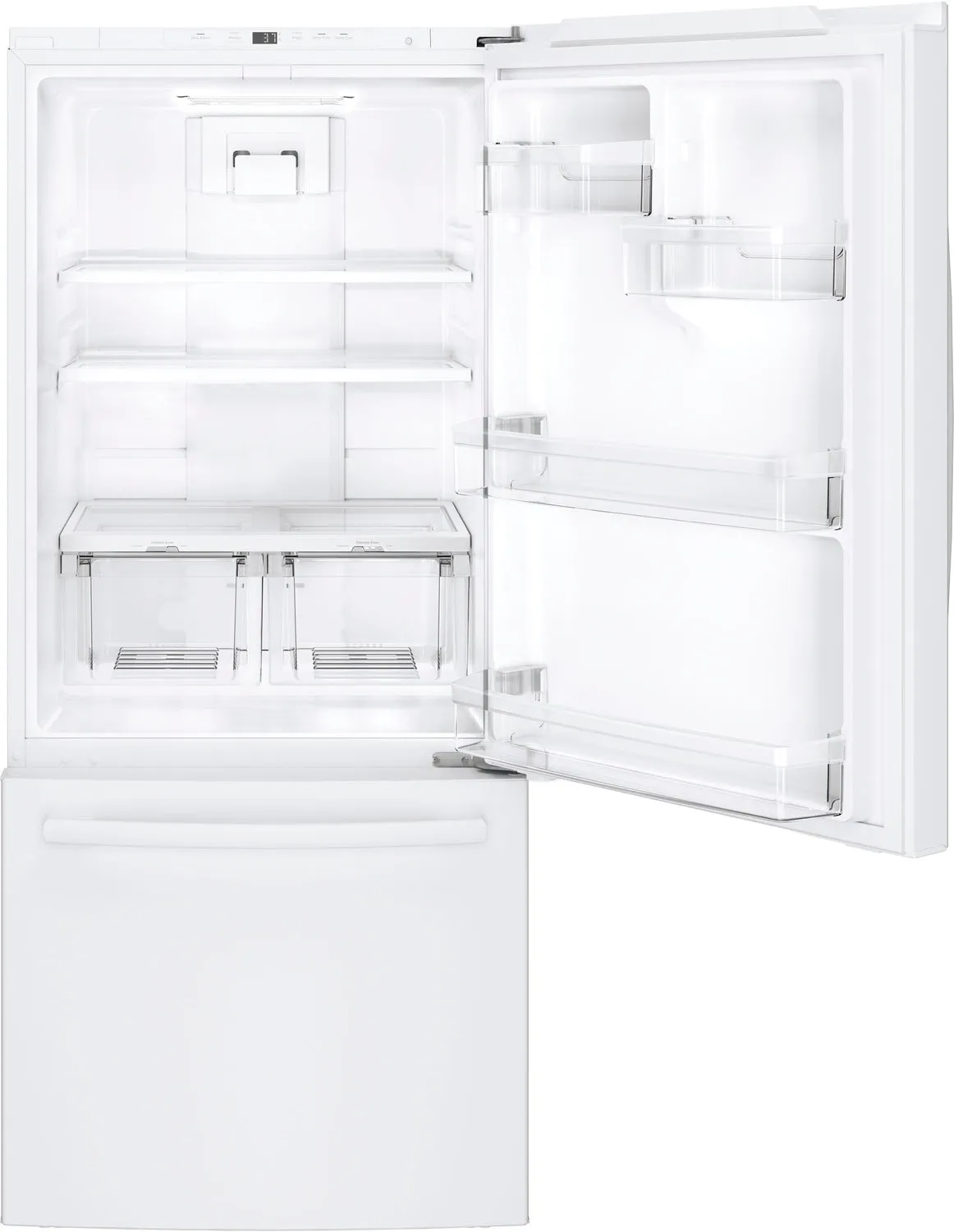 GE White BOTTOM-FREEZER REFRIGERATOR (20.9 CU. FT.) - GDE21DGKWW