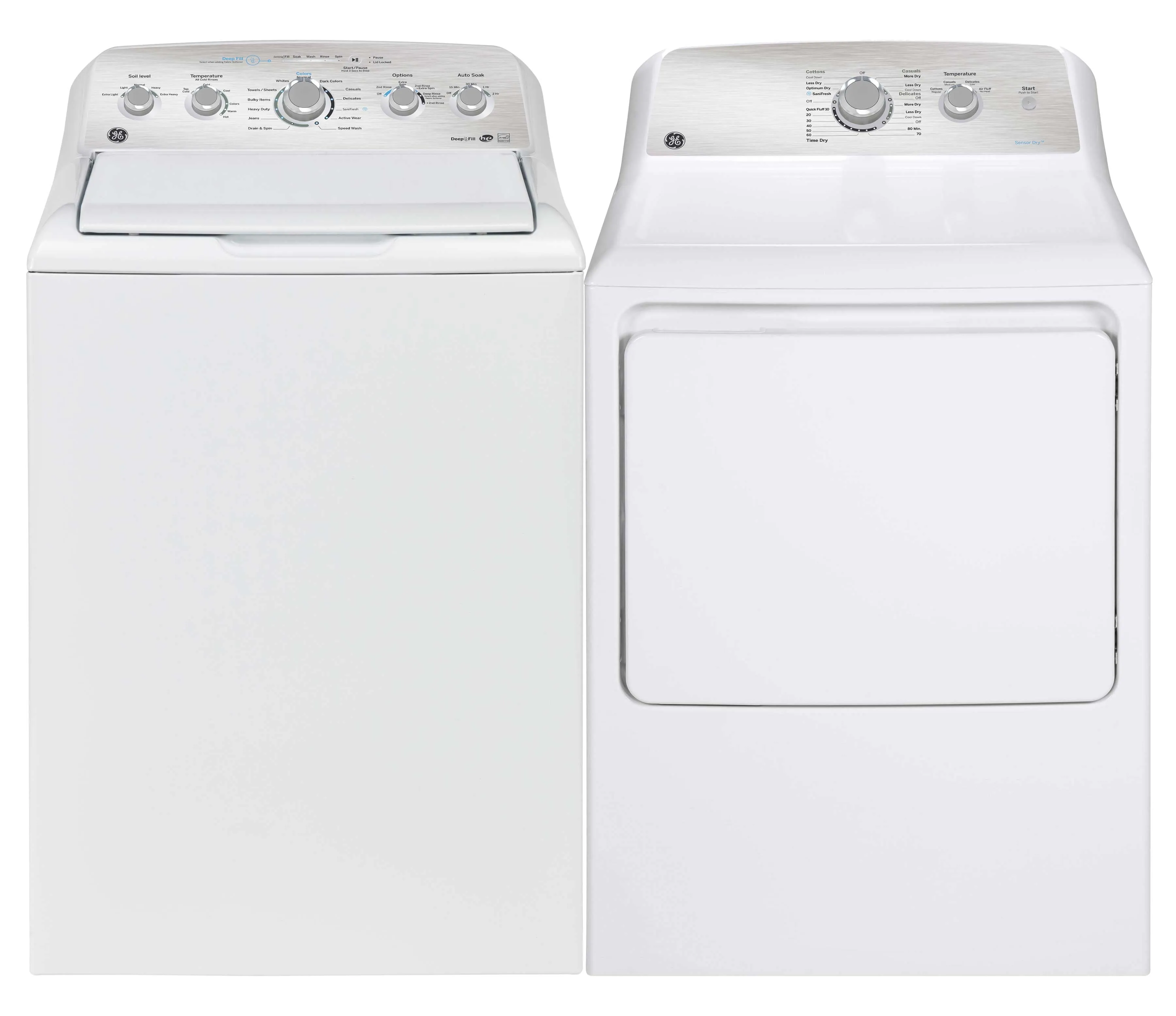GE White Top-Load Washer (4.9 cu. ft.) & Gas Dryer (7.2 cu. ft.) - GTW490BMRWS/GTD40GBMRWS