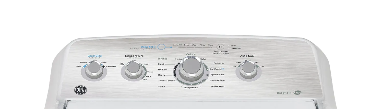 GE White Top-Load Washer (4.9 Cu. Ft.) & GE White Gas Dryer with SaniFresh Cycle (7.2 Cu. Ft.) - GTW451BMRWS/GTD45GBMRWS