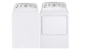 GE White Top-Load Washer (4.9 Cu. Ft.) & GE White Gas Dryer with SaniFresh Cycle (7.2 Cu. Ft.) - GTW451BMRWS/GTD45GBMRWS