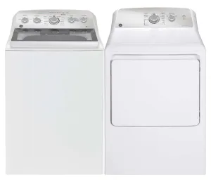 GE White Top-Load Washer (5.0 cu. ft.) & Gas Dryer (7.2 cu. ft.) - GTW580BMRWS/GTD40GBMRWS