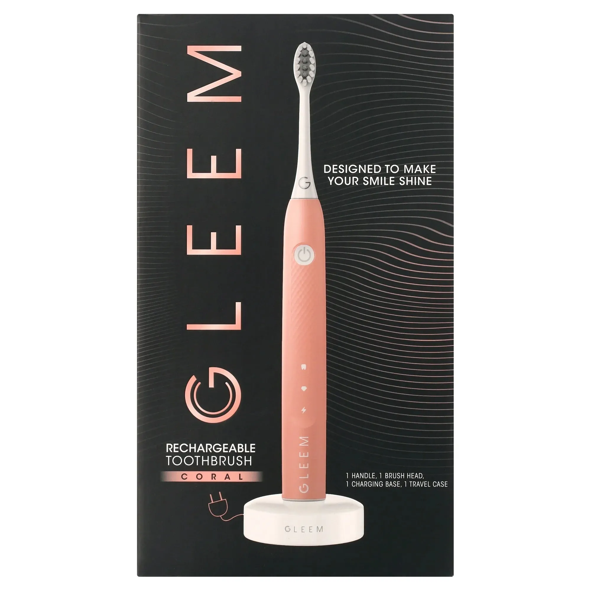 Gleem Rechargeable Electric Toothbrush, Soft, Coral