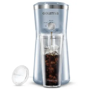 Gourmia GCM3210BLU Iced Coffee Maker with 25 fl oz. Reusable Tumbler, Blue