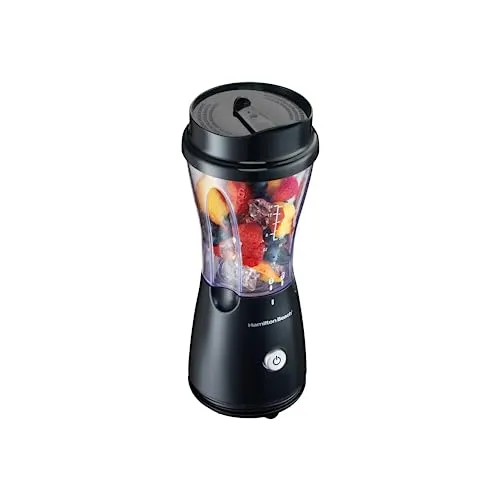 Hamilton Beach 51146 Personal Blender Portable Single Serve with Travel Lid & Stainless Steel Blades
