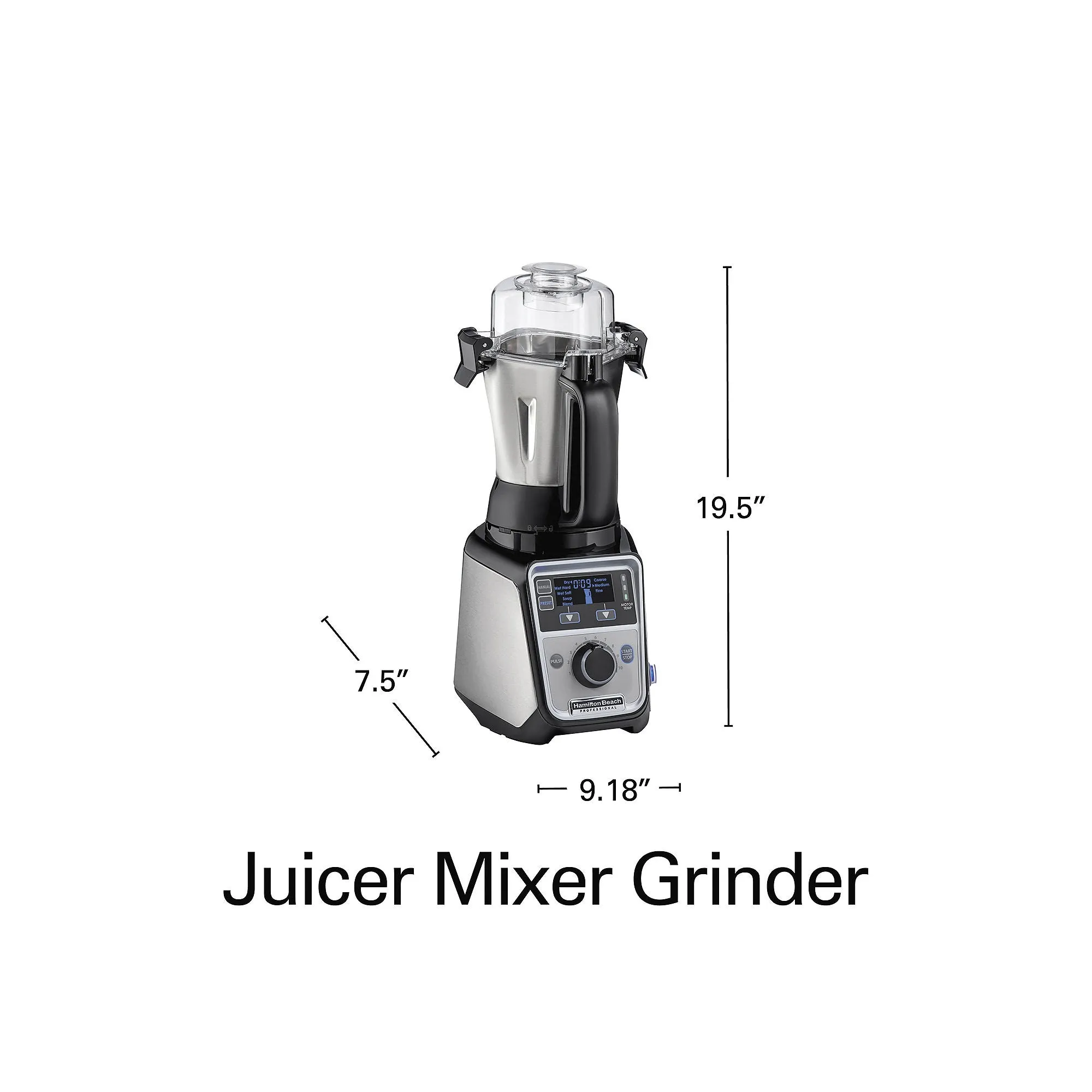 Hamilton Beach 58770 2.2 HP 120V Juicer Mixer Grinder with 3 Stainless Steel Jars