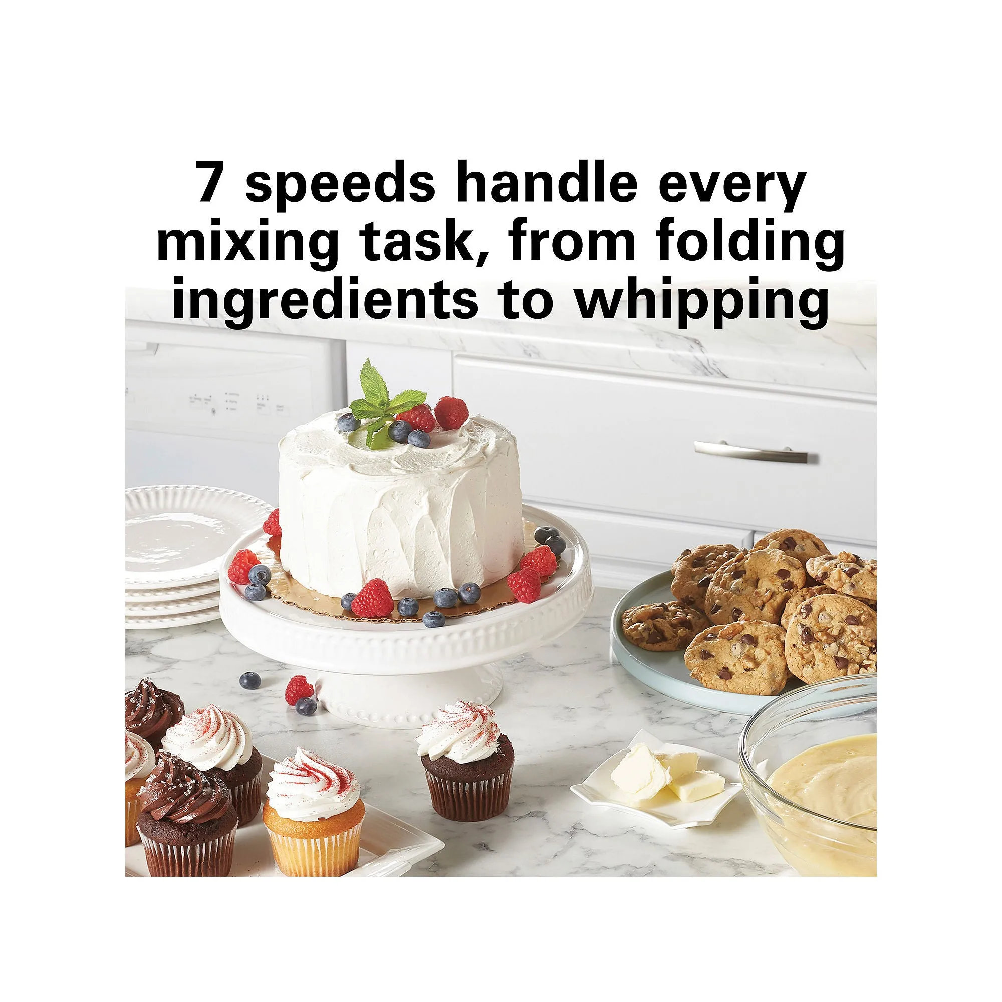 Hamilton Beach 63388 7 Speeds Stand Mixer, 4 Quart Capacity, White