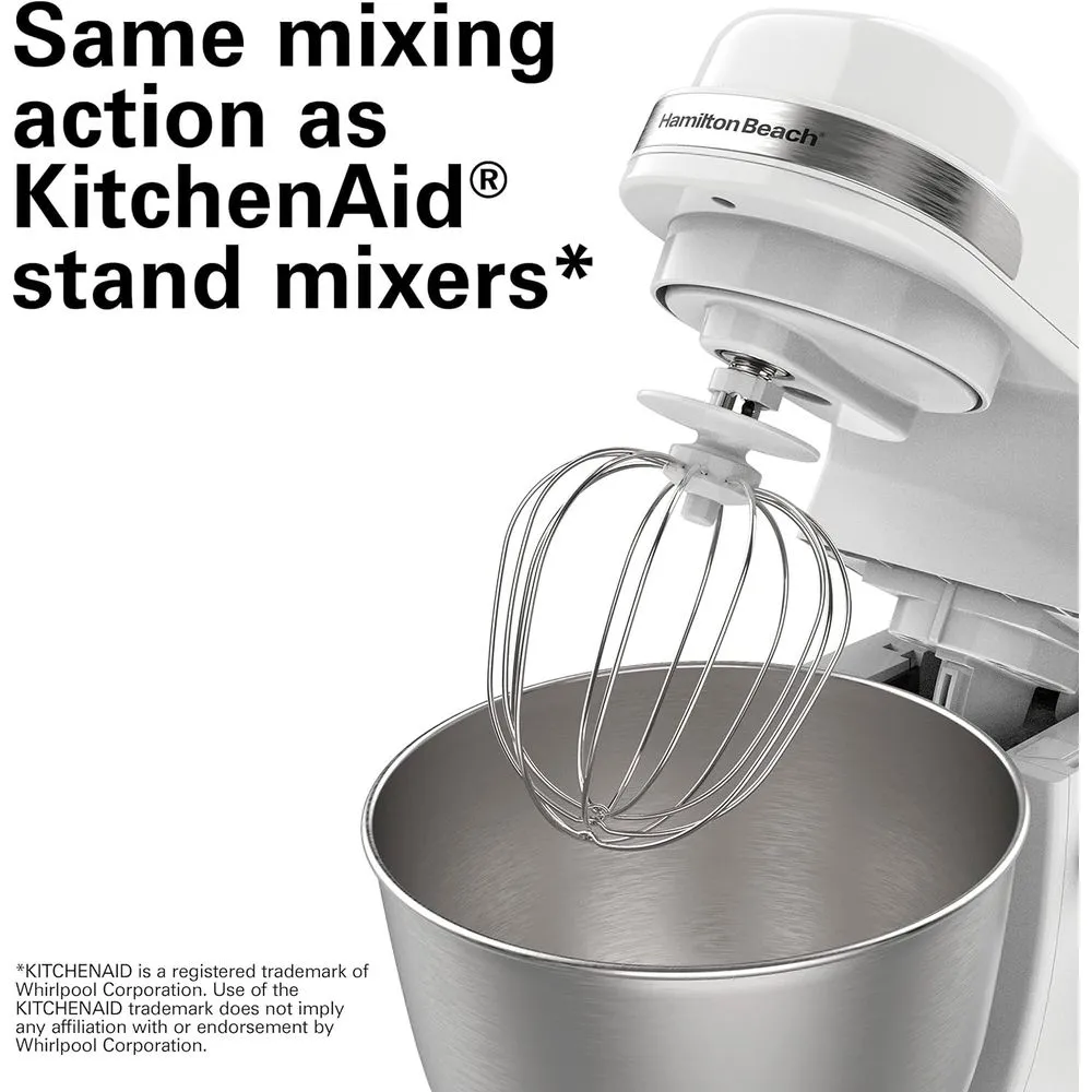 Hamilton Beach 63388 7 Speeds Stand Mixer, 4 Quart Capacity, White