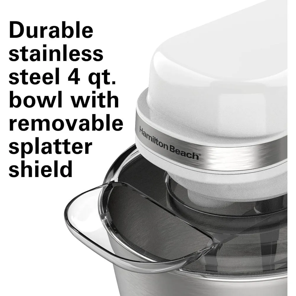Hamilton Beach 63388 7 Speeds Stand Mixer, 4 Quart Capacity, White