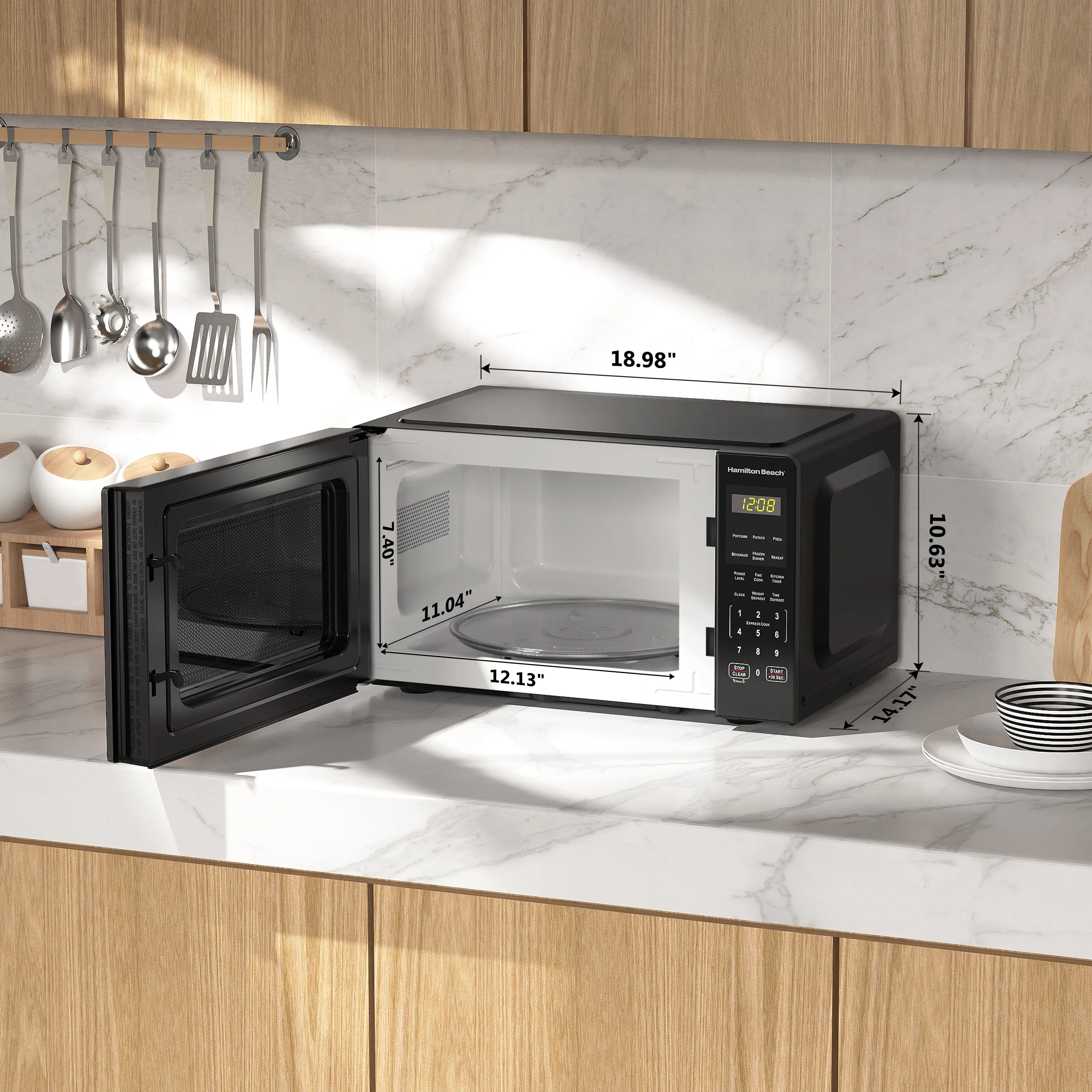 Hamilton Beach HB8436127995-02 0.9 Cu Ft Countertop Microwave Oven 900 Watts Black Stainless Steel