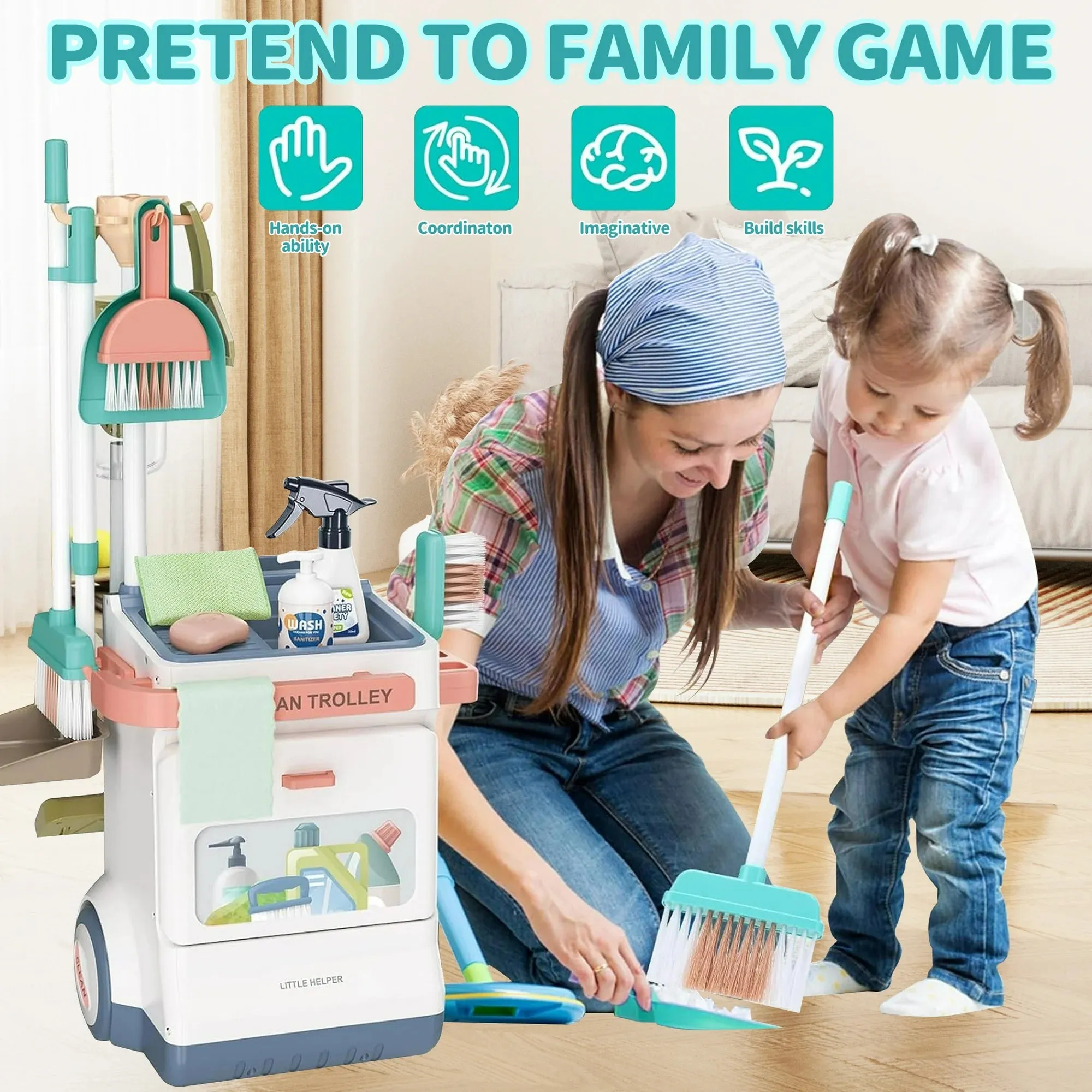 HEADPOP Toy Cleanup Car for Toddlers, Educational Cleanup Car for Kids, Kids Vacuum Cleaner That Really Works, Gift for Ages 3 