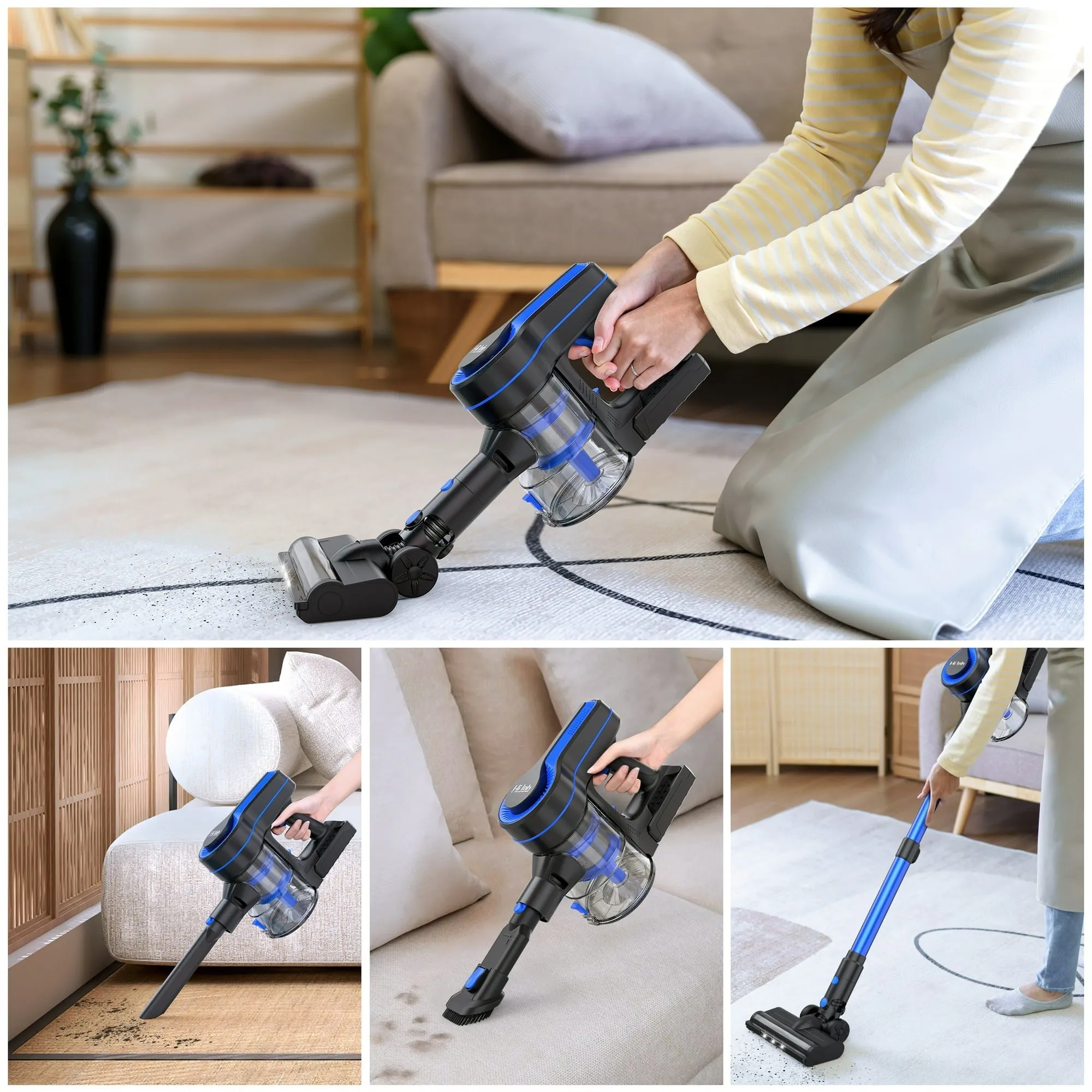 Hijob ddxcq Portable Cordless Stick Vacuum Cleaner, Blue