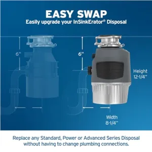 InSinkErator 80022-ISE Evolution 1 HP Continuous Feed Garbage Disposer - Quiet Operation, Stainless Steel Grind Components, Gray
