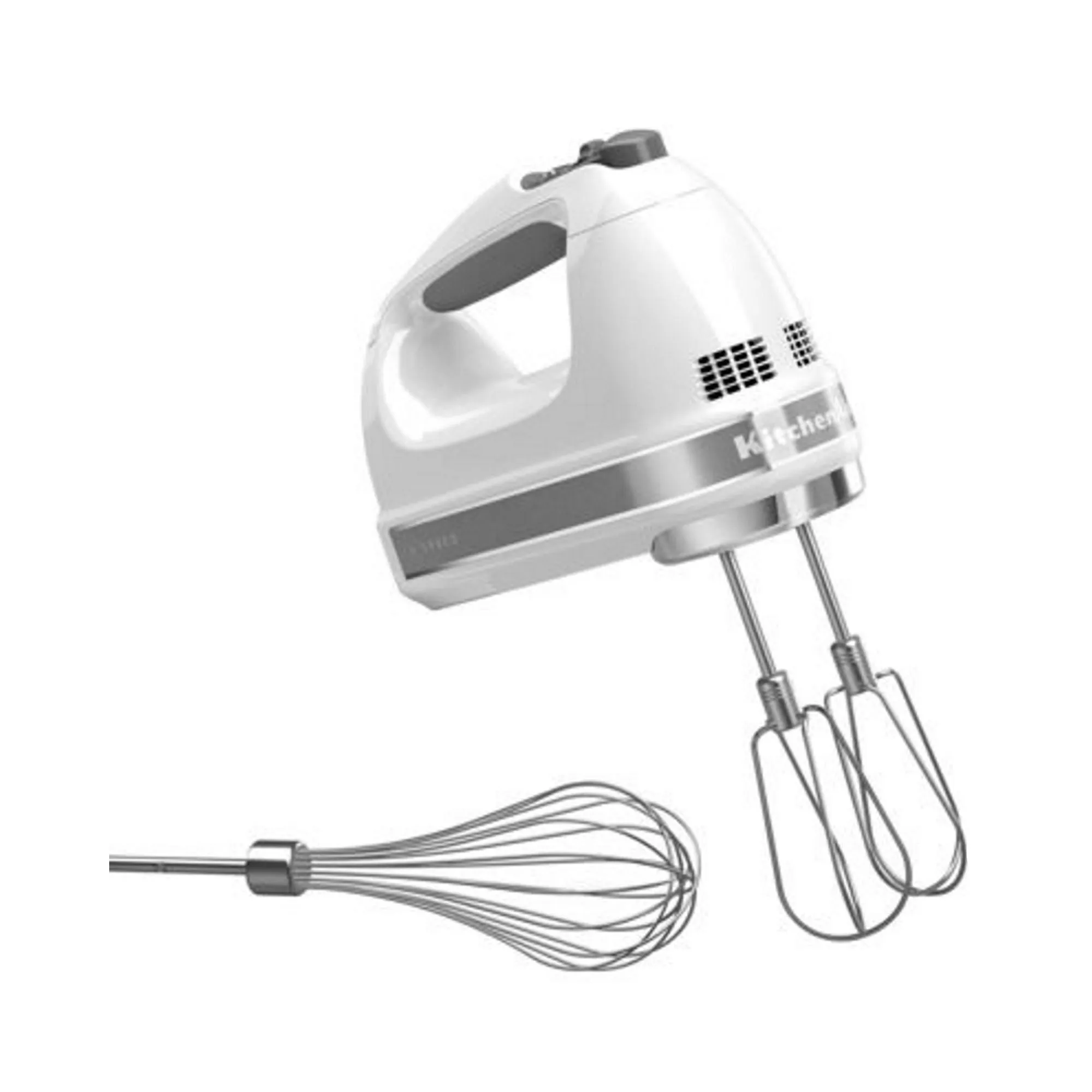 KitchenAid KHM7210CU 7-Speed Contour Silver Hand Mixer, White