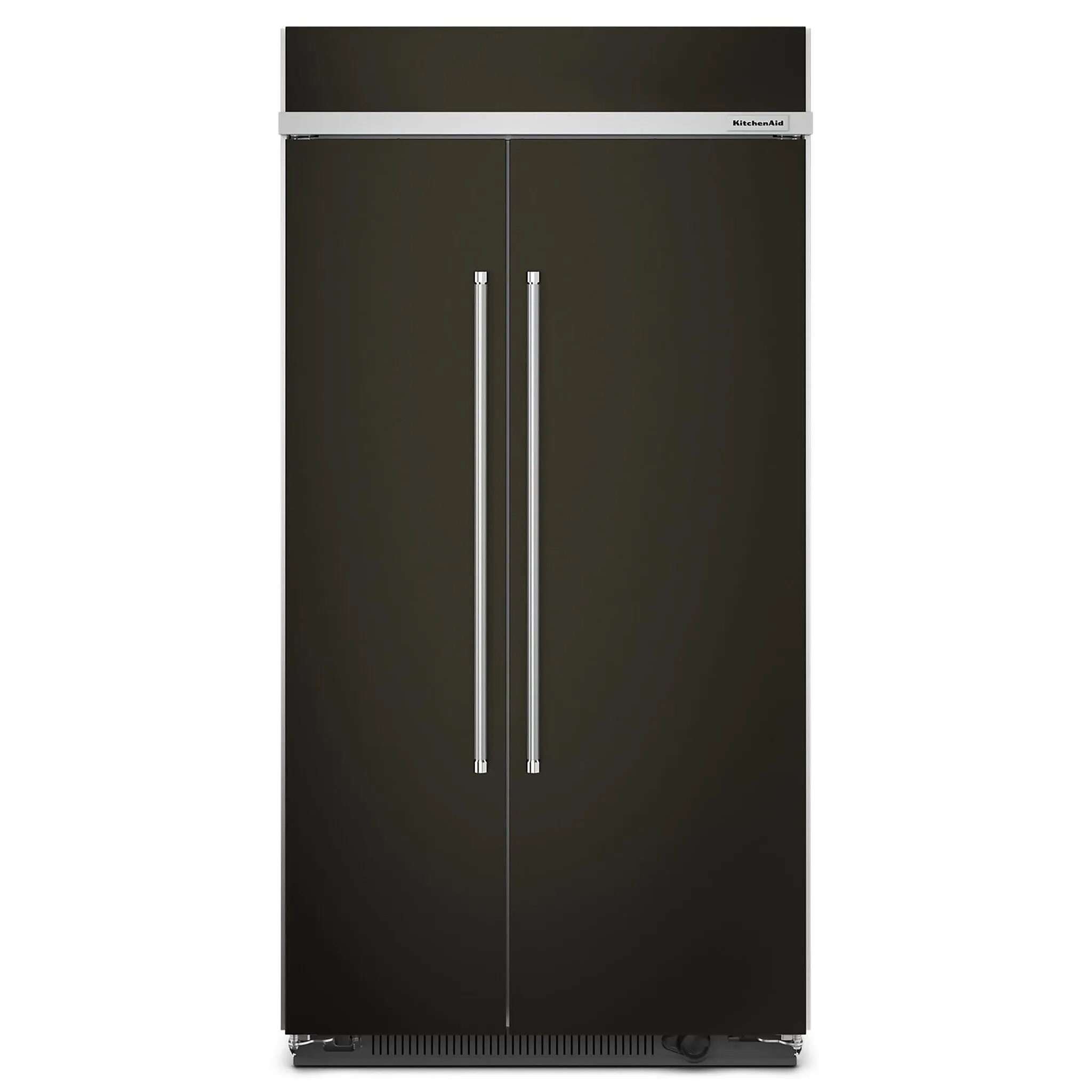 KitchenAid PrintShield Black Stainless Built-In Side-by-Side Refrigerator (25.5 Cu. Ft.) - KBSN702MBS