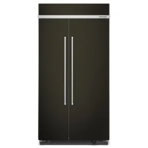 KitchenAid PrintShield Black Stainless Built-In Side-by-Side Refrigerator (25.5 Cu. Ft.) - KBSN702MBS