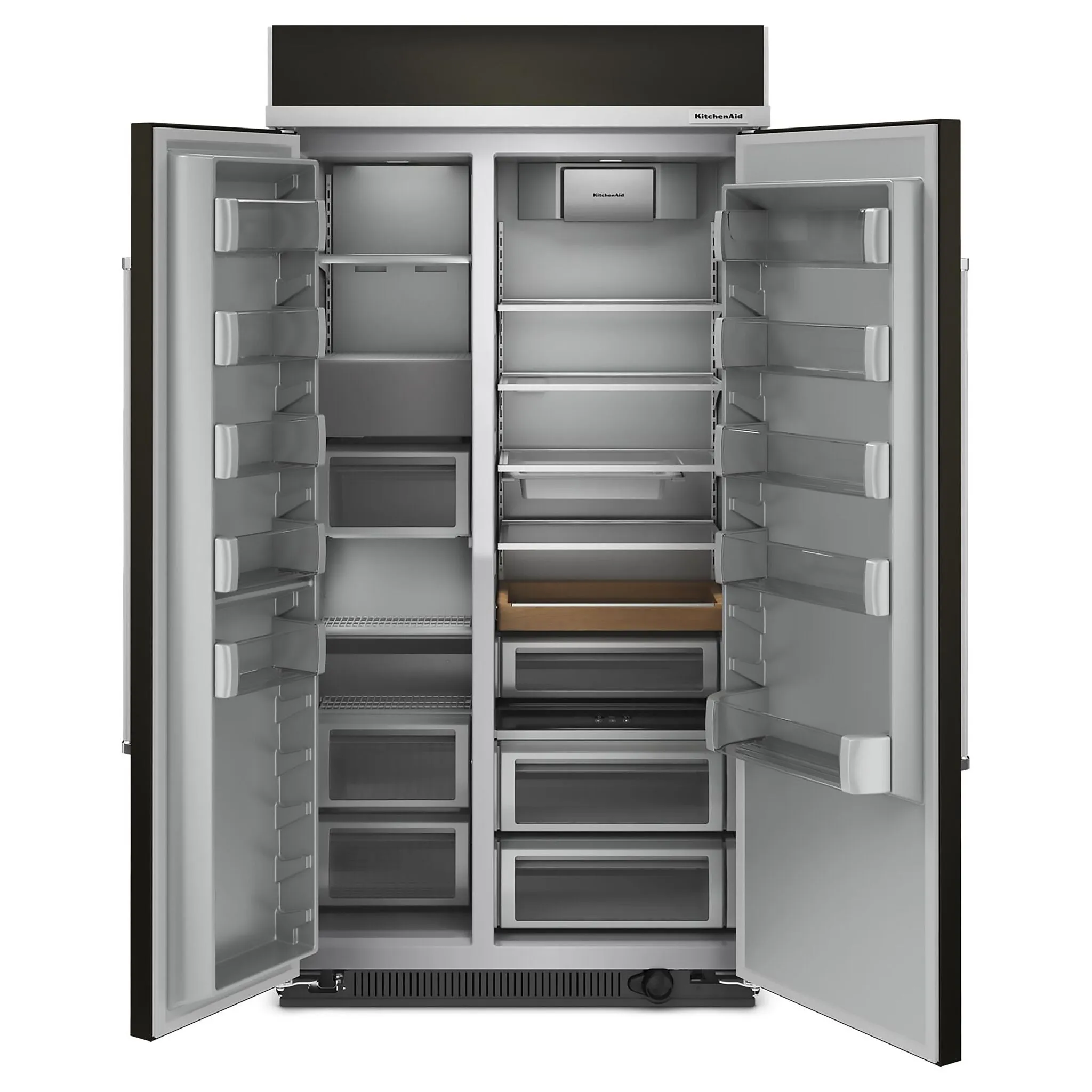 KitchenAid PrintShield Black Stainless Built-In Side-by-Side Refrigerator (25.5 Cu. Ft.) - KBSN702MBS