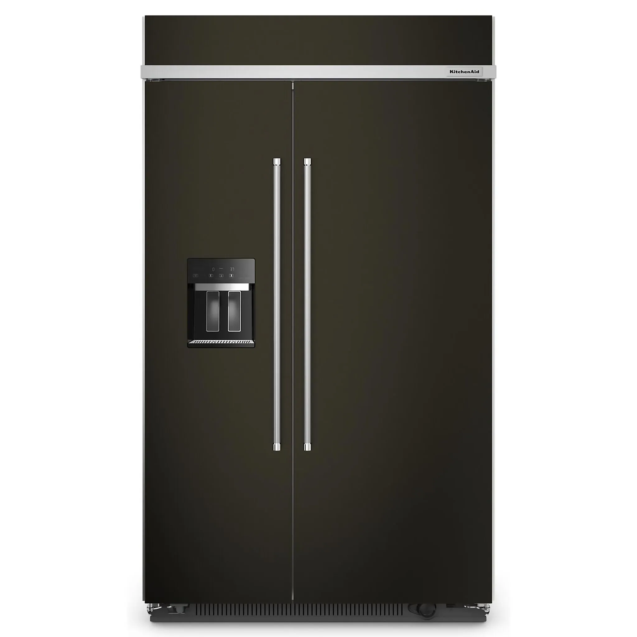 KitchenAid PrintShield Black Stainless Built-In Side-by-Side Refrigerator with Ice and Water Dispenser (29.4 Cu.ft.) - KBSD708MBS