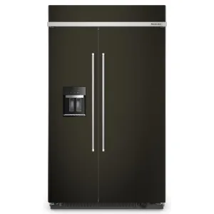 KitchenAid PrintShield Black Stainless Built-In Side-by-Side Refrigerator with Ice and Water Dispenser (29.4 Cu.ft.) - KBSD708MBS