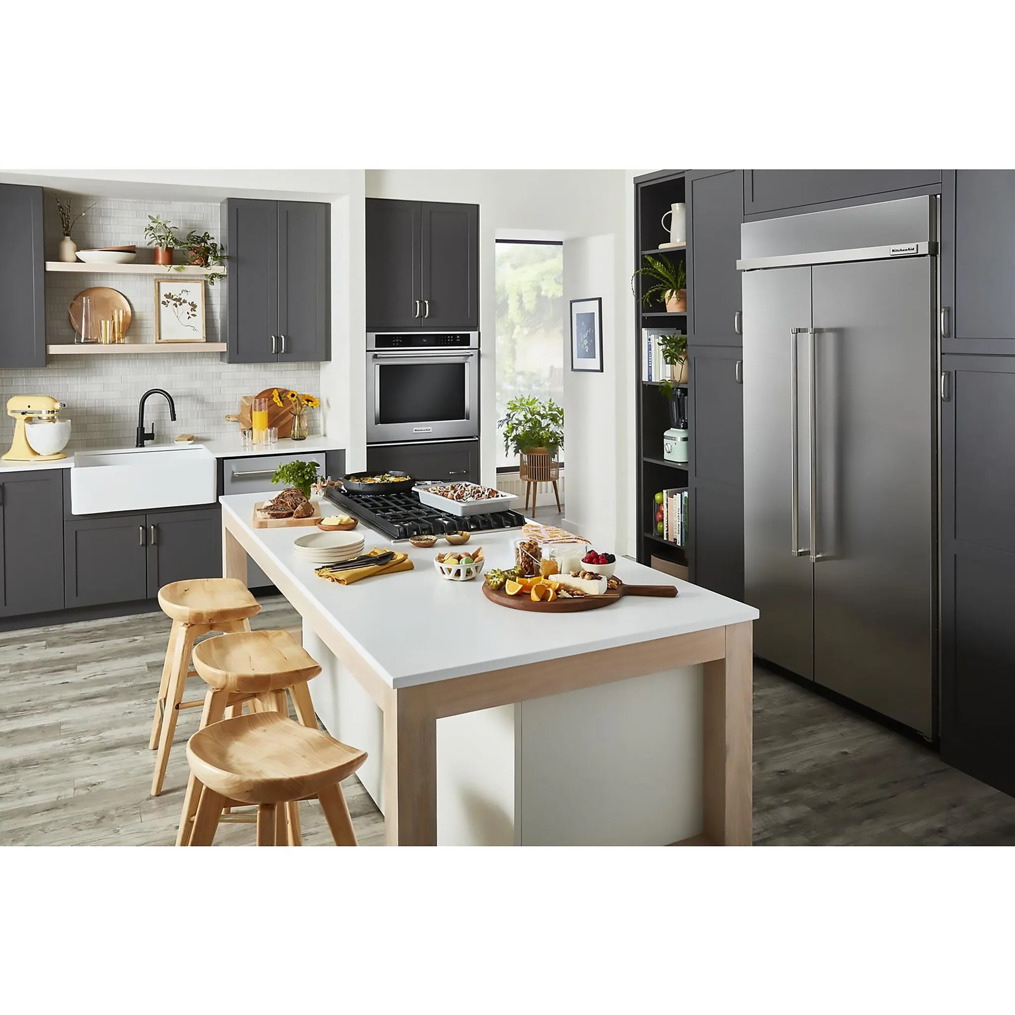KitchenAid PrintShield Stainless Built-In Side-by-Side Refrigerator (25.5 Cu.Ft.) - KBSN702MPS