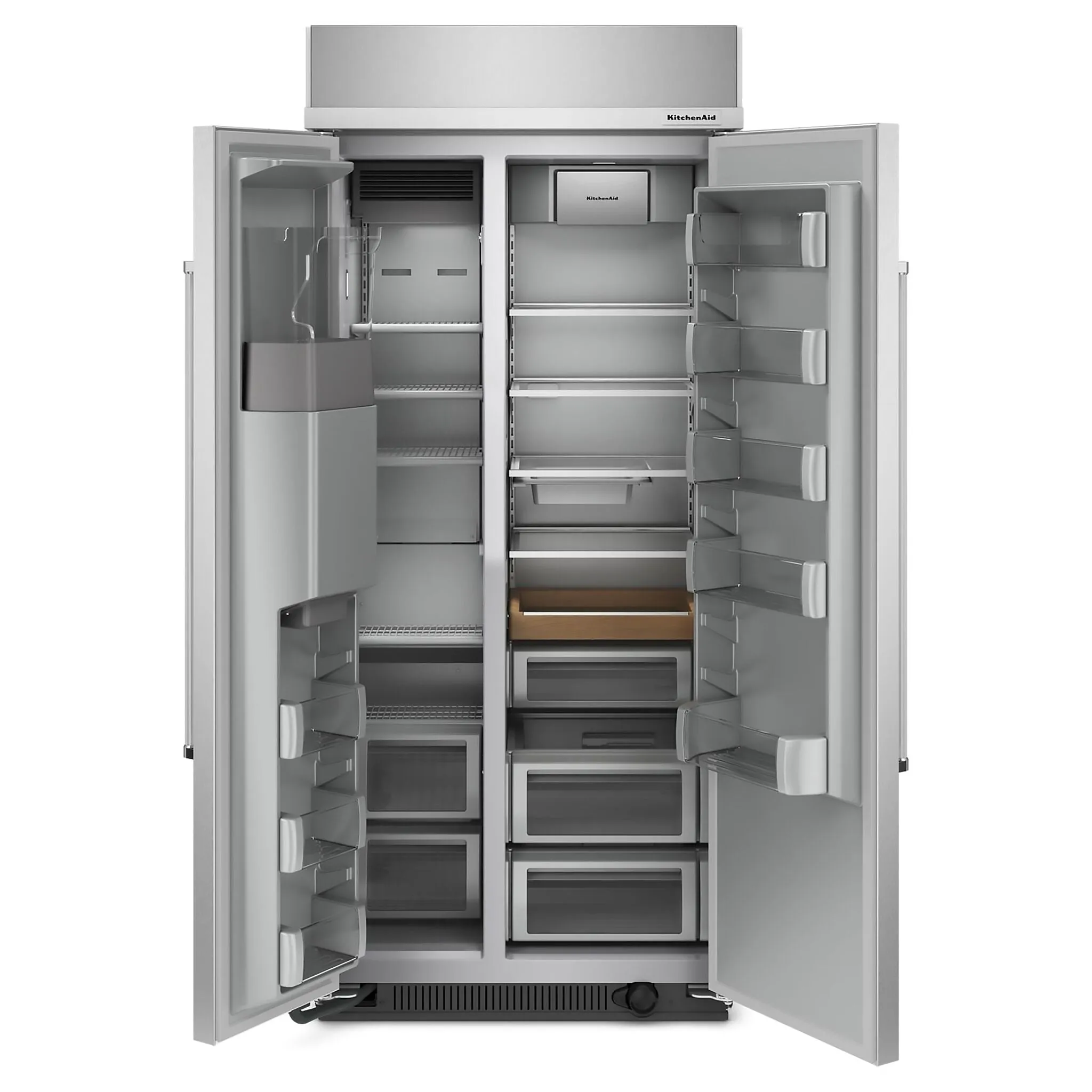 KitchenAid PrintShield Stainless Built-In Side-by-Side Refrigerator with Ice and Water Dispenser (20.8 Cu.Ft.) - KBSD706MPS