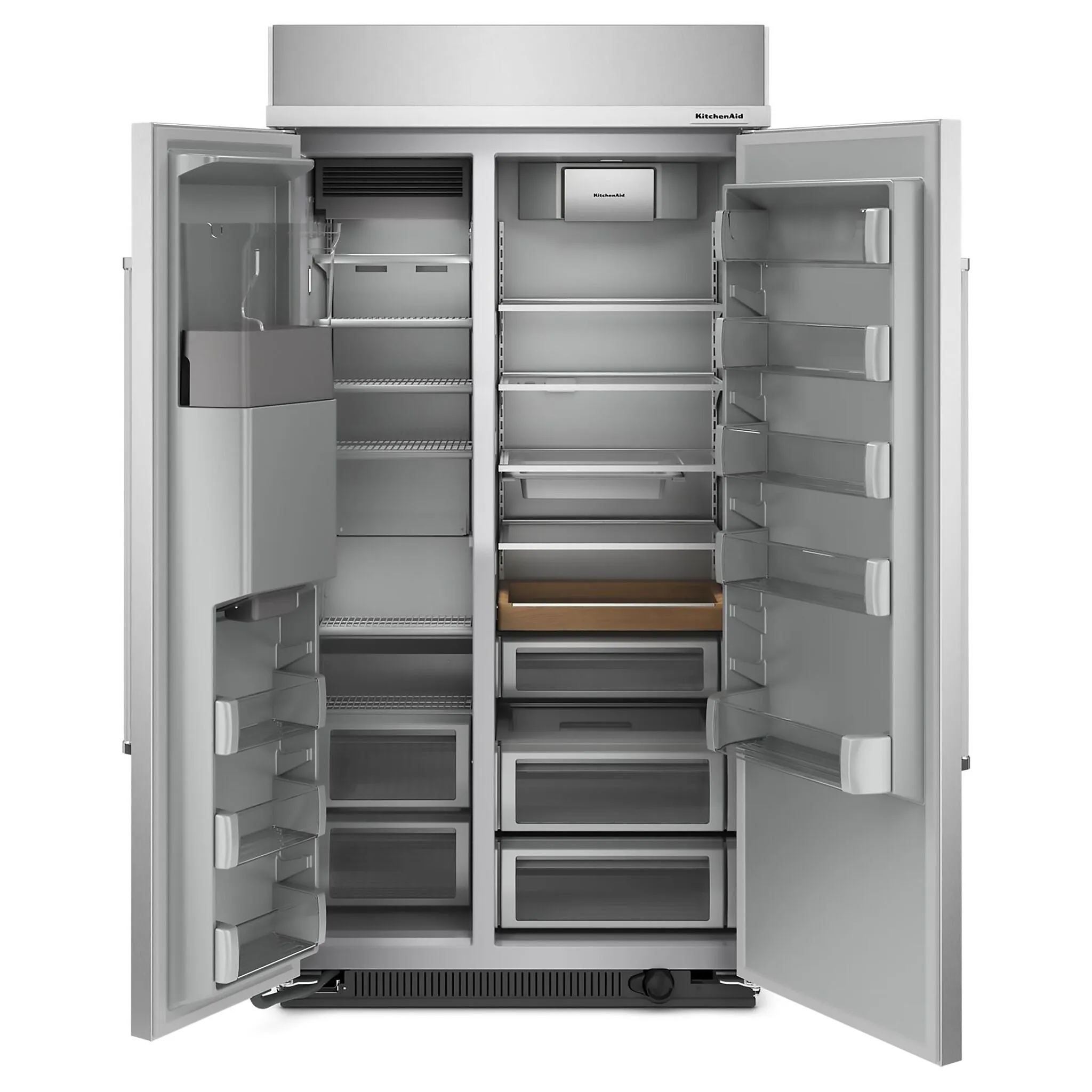 KitchenAid PrintShield Stainless Steel Built-In Side-by-Side Refrigerator with Ice and Water Dispenser (25.1 Cu. Ft.)- KBSD702MSS