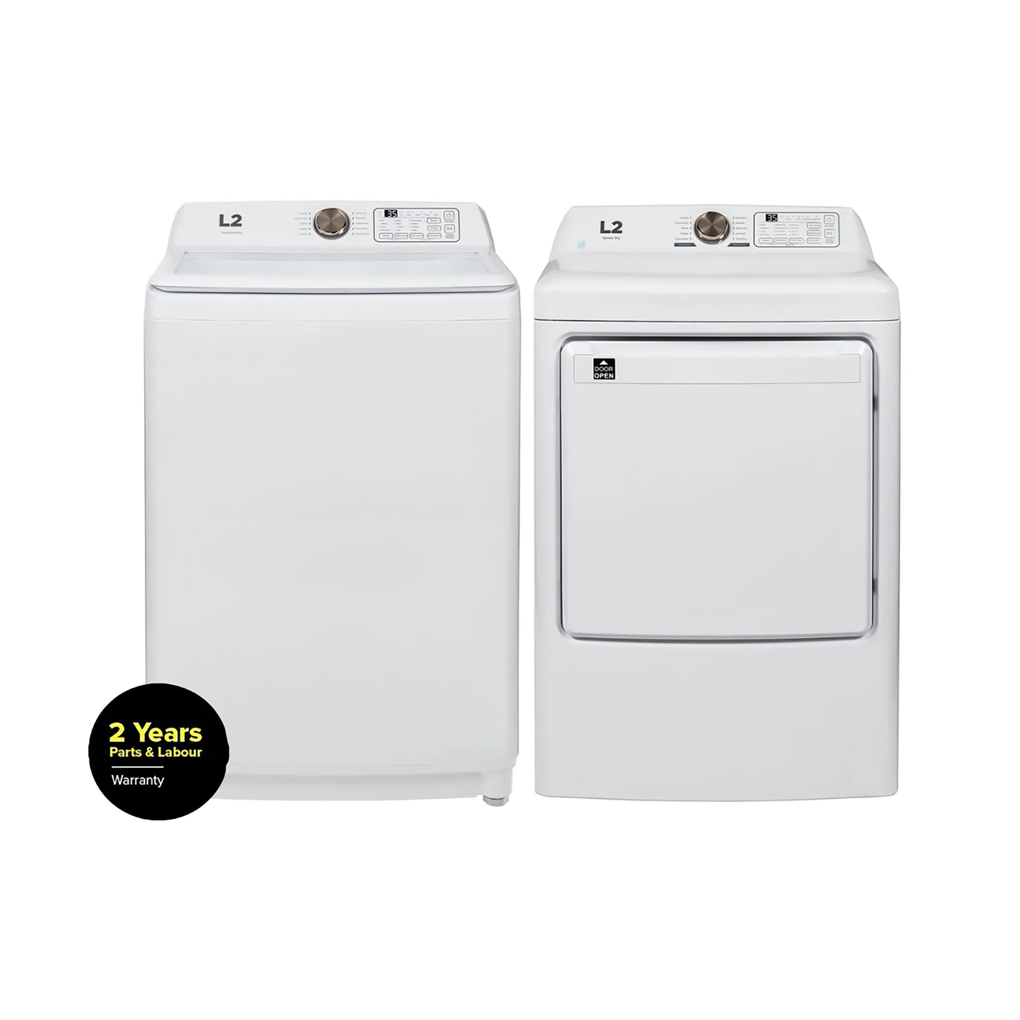 L2 White Top-Load Washer (5.1 Cu.Ft.) and Electric Dryer (7 Cu.Ft.) - LT51N1BWWC/LE47A3AWW