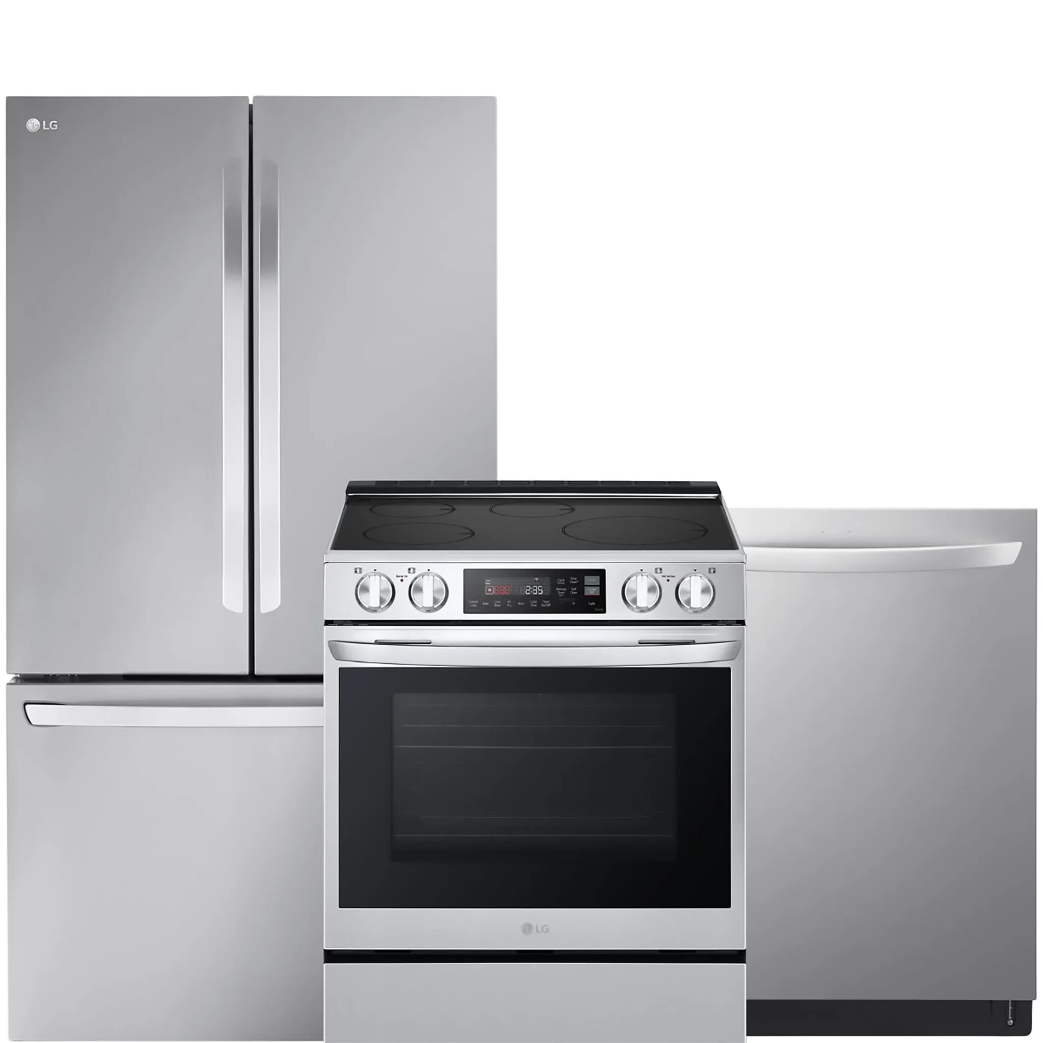 LG Smudge Resistant Stainless Steel Kitchen Package with French Door Refrigerator, Induction Range & Built-In Dishwasher