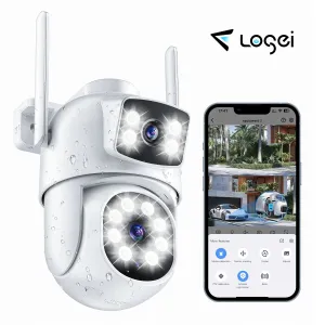 Losei A30 Indoor/Outdoor 4K Smart Security Camera, 2.4G&5G WiFi with Night Vision, Dual-Screen Display, White