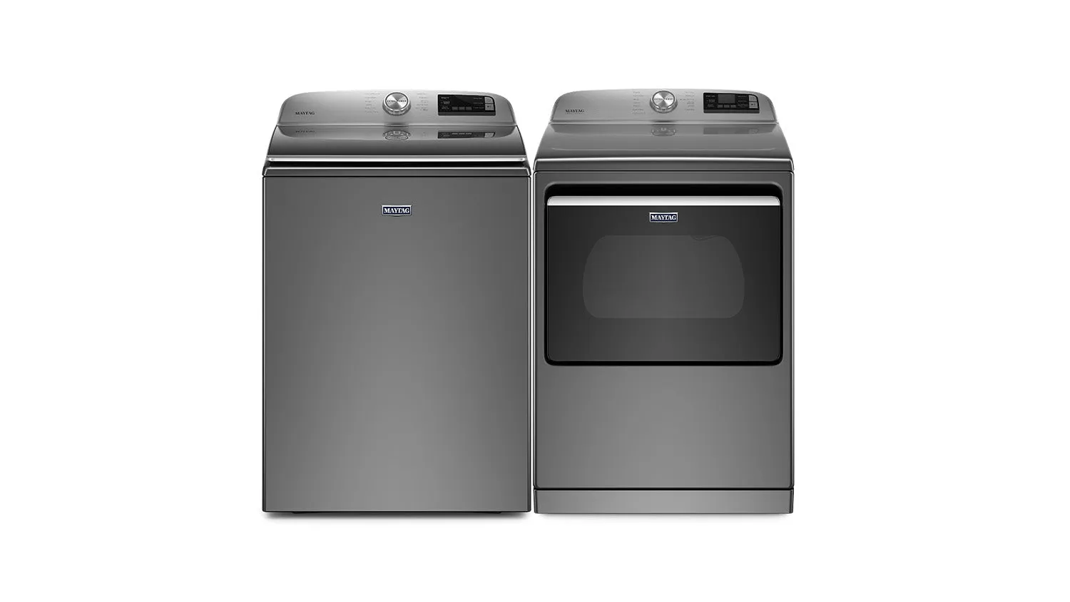 Maytag Metallic Slate Smart Top-Load Washer (5.4 cu. ft.) & Electric Dryer (7.4 cu. ft.) - MVW6230HC/YMED7230HC