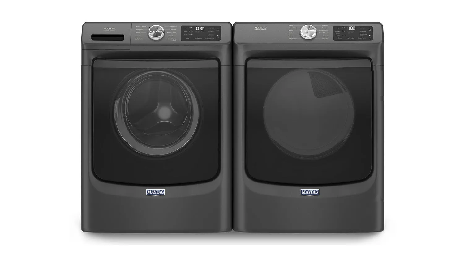 Maytag Volcano Black Front-Load Washer (5.2 cu. ft.) & Gas Dryer (7.3 cu. ft.) - MHW5630MBK/MGD6630MBK
