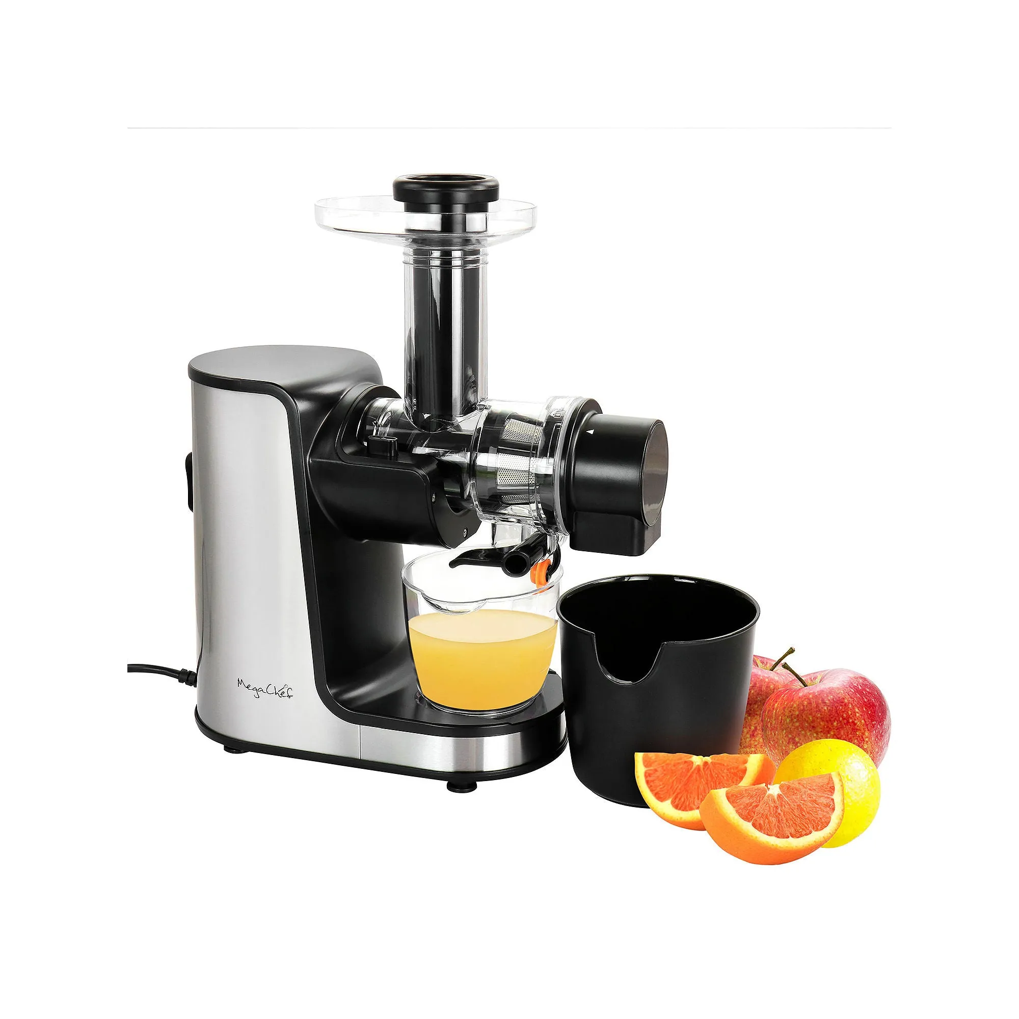 MegaChef MCSJ-111 150W Masticating Slow Juicer with Reverse Function, Stainless Steel