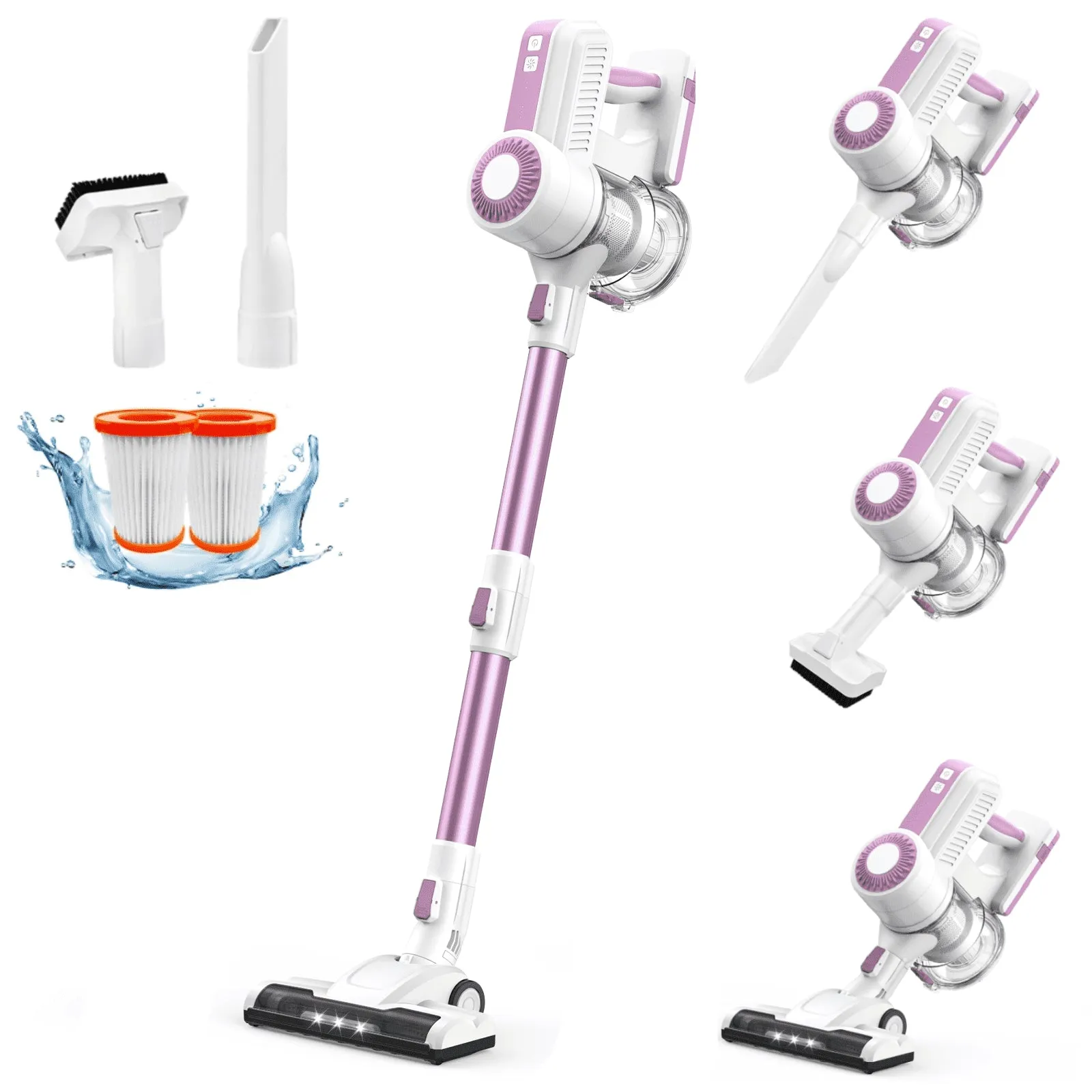 MOOSOO L12 Cordless Vacuum Cleaner Lightweight Stick Vacuum for Carpet Hard Floor Pet Hair