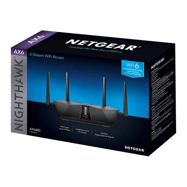 NETGEAR RAX50-100NAS Nighthawk AX6 6-Stream AX5400 WiFi Router