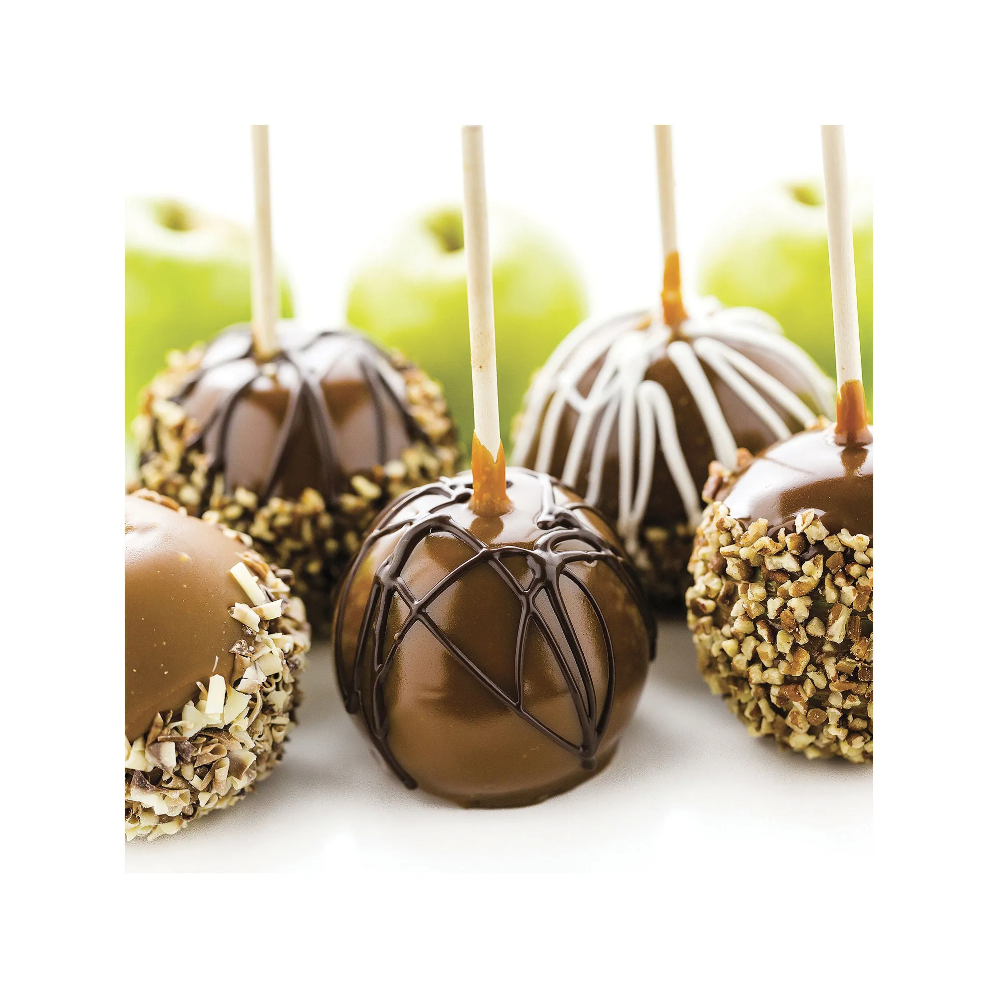 Nostalgia Lazy Susan Chocolate & Caramel Apple Party With Heated Fondue Pot, 25 Sticks, Decorating And Toppings Trays NCCA5 - MULTI ONE SIZE