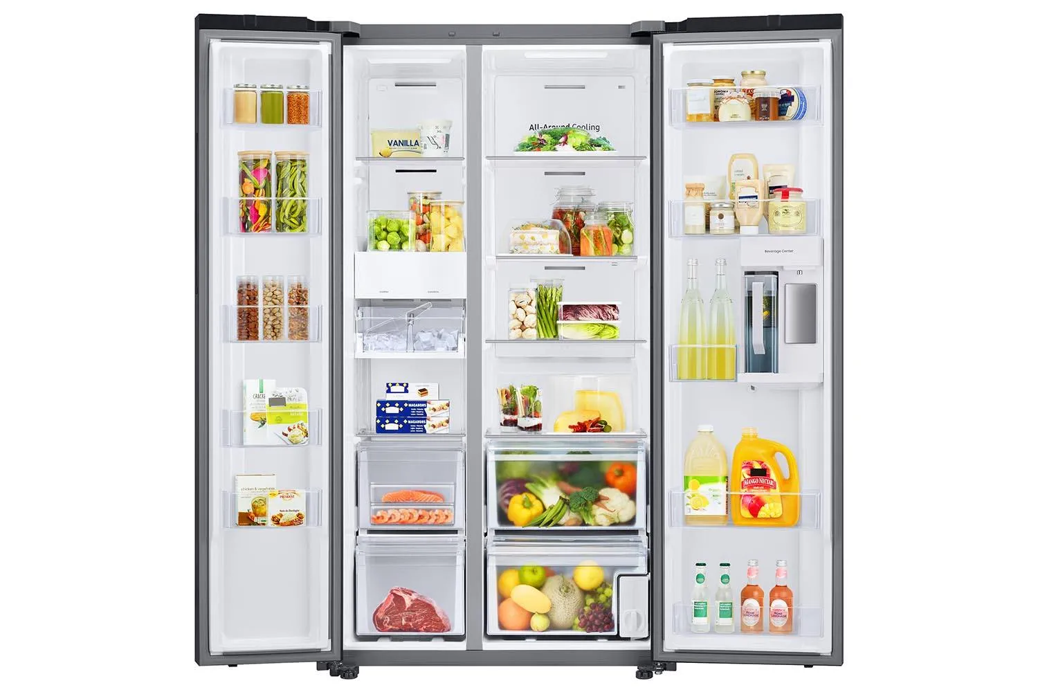Samsung BESPOKE White Glass 36" Side-by-Side Refrigerator with Beverage Center (22.6 cu.ft) - RS23CB760012AA