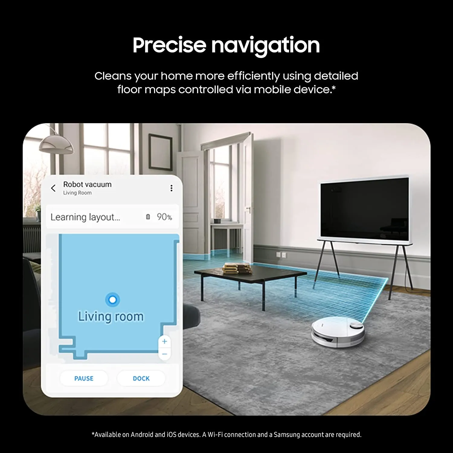 Samsung VR30T85513W/AA Jet Bot  Robot Vacuum with Clean Station, White
